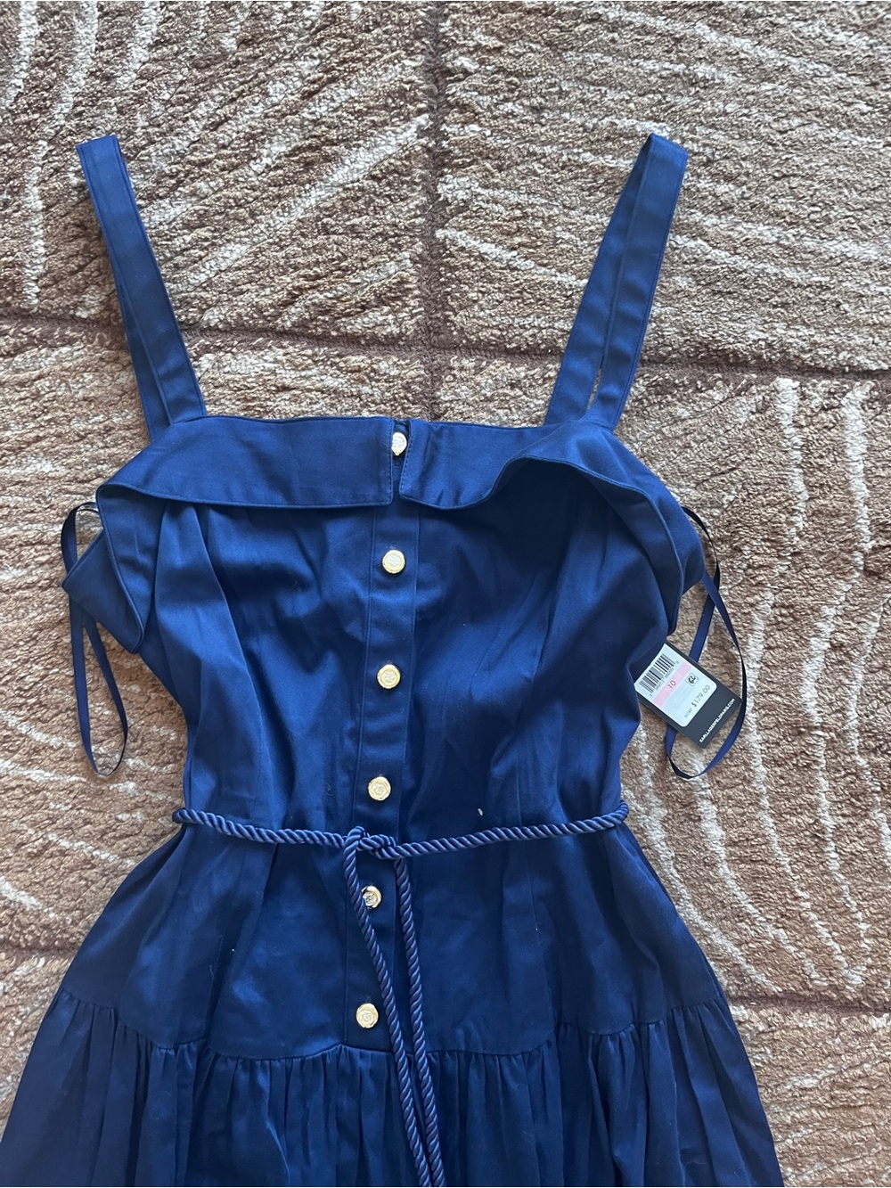 New Karl Lagerfeld Navy and White Midi Dress with Button Front size 10 - Picture 12 of 14